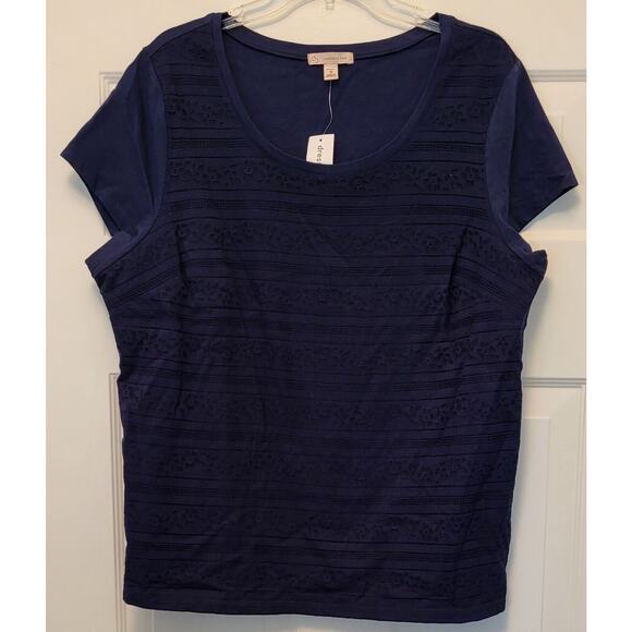 NWT Dressbarn Blue Pullover Short Sleeve Shirt Size 1X - Picture 2 of 13